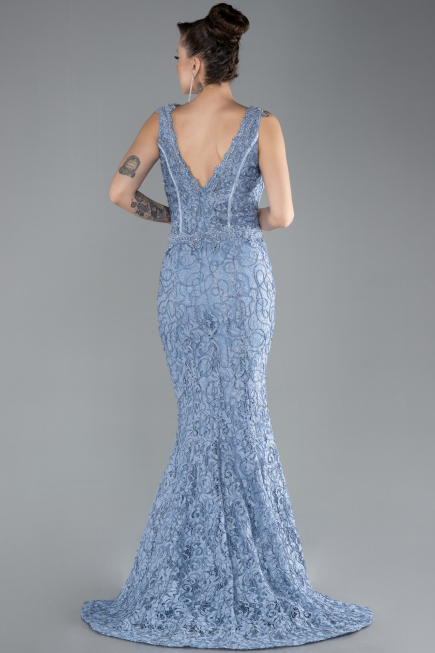 Robe Queue de Poisson Longue Lacé Indigo ABU4493