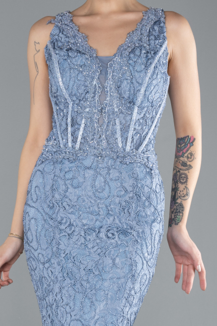 Robe Queue de Poisson Longue Lacé Indigo ABU4493