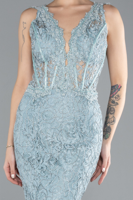 Robe Queue de Poisson Longue Lacé Menthe ABU4493