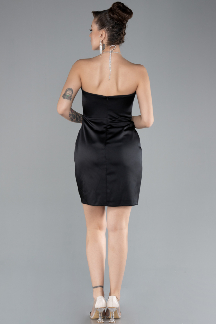 Robe de Cérémonie Mini Satin Noir ABK2175