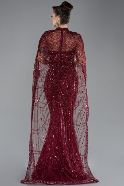 Robe de Soirée Longue Rouge Bordeaux ABU4517