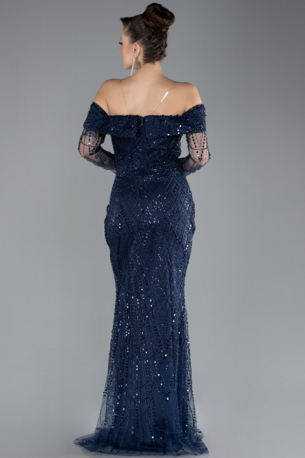 Robe Queue de Poisson Longue Bleu Marine ABU4521