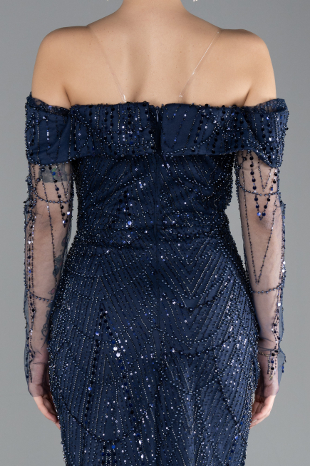 Robe Queue de Poisson Longue Bleu Marine ABU4521