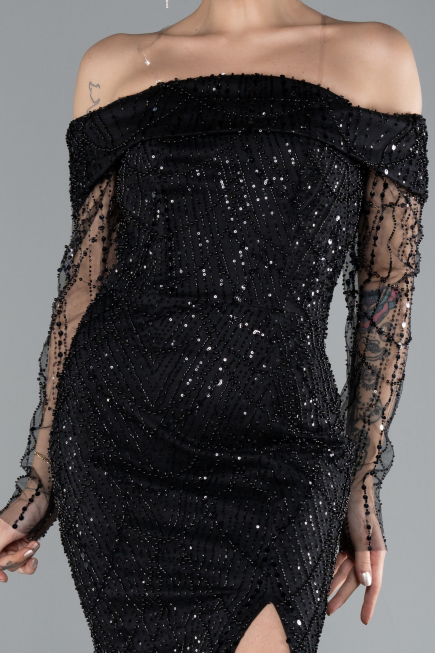 Robe Queue de Poisson Longue Noir ABU4521