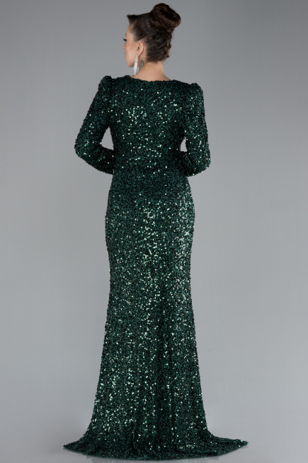Robe De Soirée Squameuse Longue Émeraude ABU4329