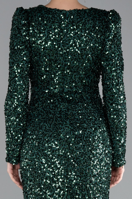 Robe De Soirée Squameuse Longue Émeraude ABU4329