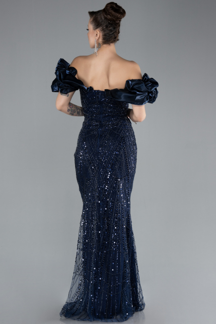 Robe Queue de Poisson Longue Bleu Marine ABU4509