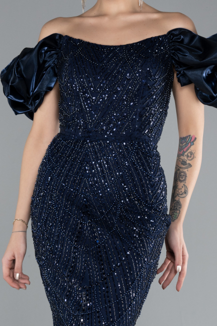 Robe Queue de Poisson Longue Bleu Marine ABU4509