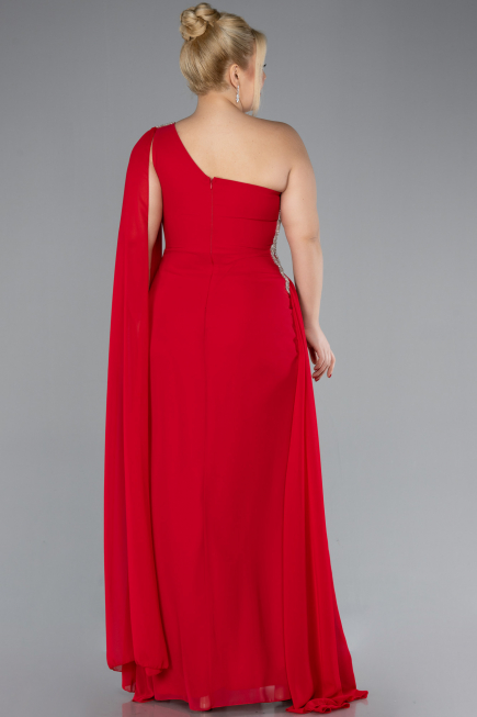 Robe Grande Taille Longue Mousseline Rouge ABU4407