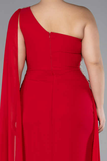 Robe Grande Taille Longue Mousseline Rouge ABU4407
