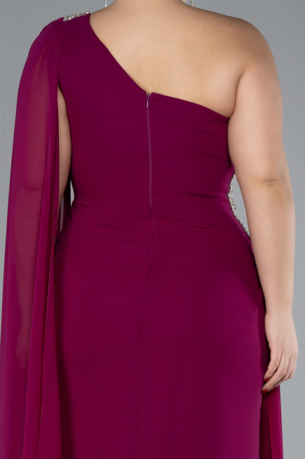 Robe Grande Taille Longue Mousseline Prune ABU4407