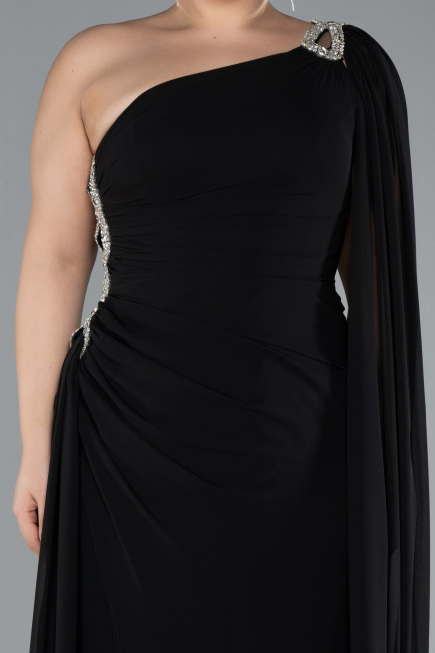 Robe Grande Taille Longue Mousseline Noir ABU4407