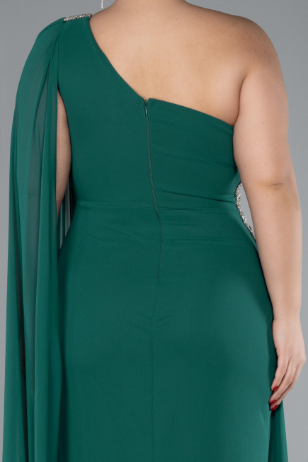 Robe Grande Taille Longue Mousseline Émeraude ABU4407