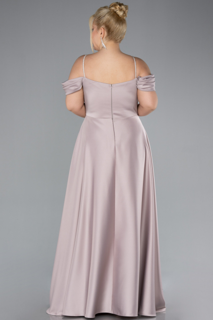 Robe de Soirée Grande Taille Longue Satin Beige ABU4528