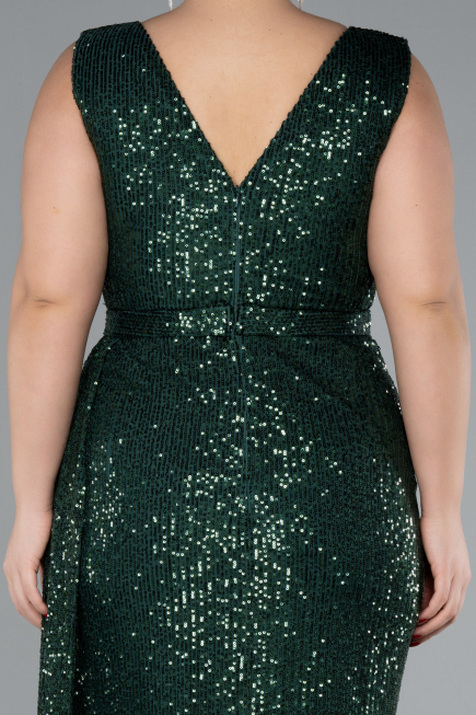 Robe De Soirée Grande Taille Squameuse Longue Vert ABU3194