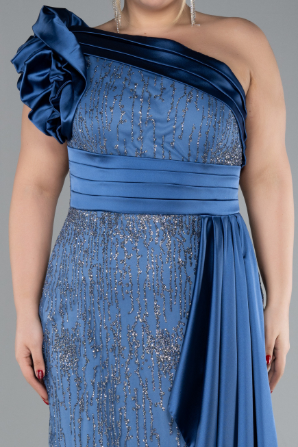 Robe De Fiançailles Grande Taille Longue Indigo ABU4060