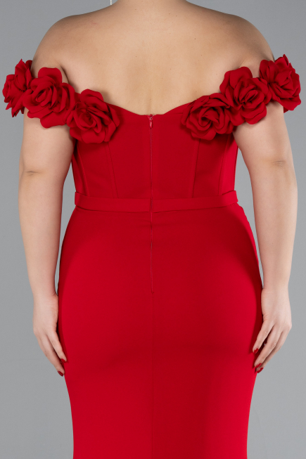Robe De Fiançailles Grande Taille Longue Rouge ABU4388