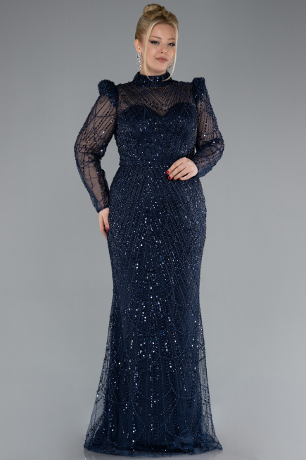Robe Queue de Poisson Longue Bleu Marine ABU4526