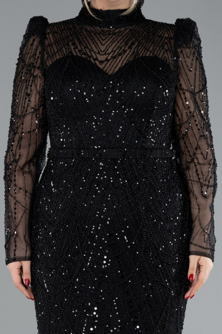 Robe Queue de Poisson Longue Noir ABU4526