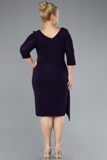 Robe De Invitation Grande Taille Midi Violet Foncé ABK1950