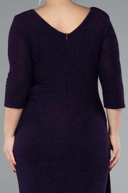 Robe De Invitation Grande Taille Midi Violet Foncé ABK1950