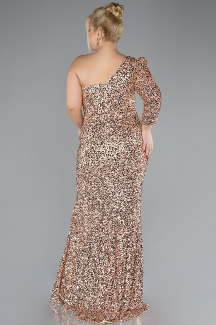 Robe De Fiançailles Grande Taille Longue Or ABU4404