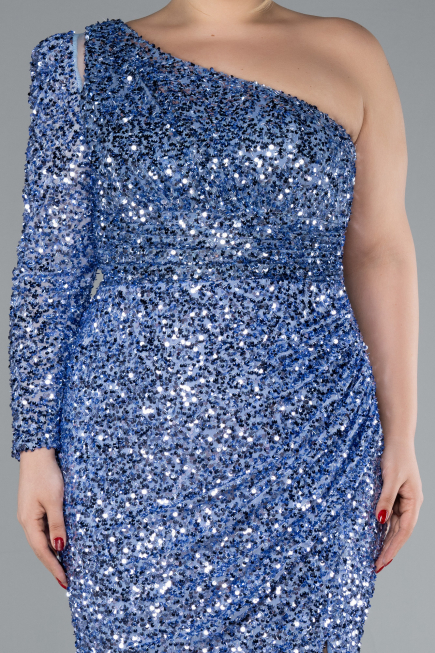 Robe De Fiançailles Grande Taille Longue Indigo ABU4404