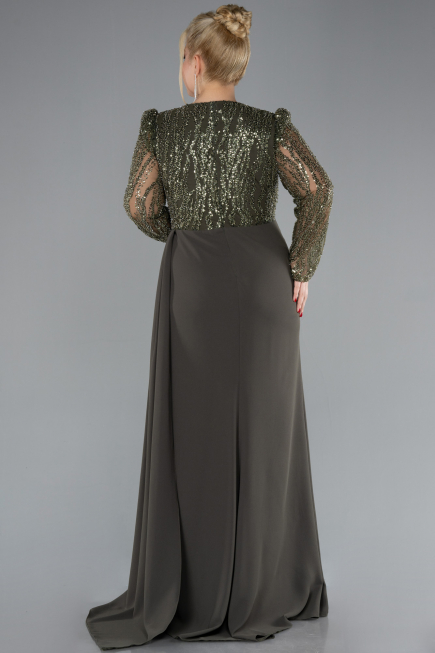 Robe de Soirée Grande Taille Longue Kaki ABU4311