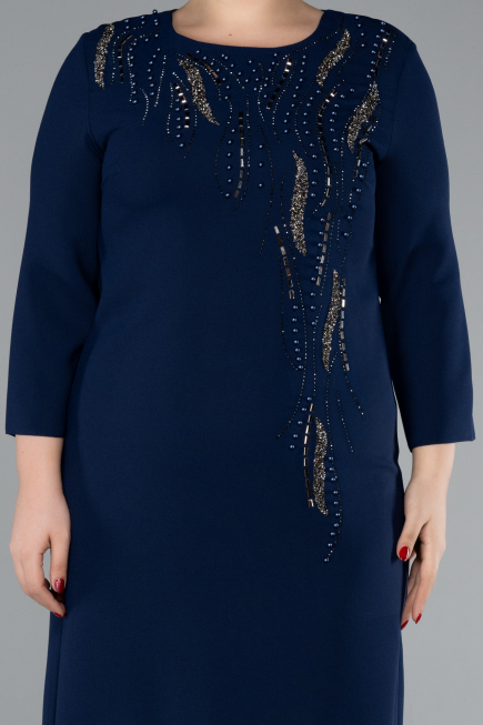 Robe De Invitation Grande Taille Midi Bleu Marine ABK2197