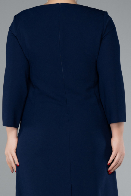 Robe De Invitation Grande Taille Midi Bleu Marine ABK2197