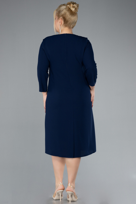 Robe De Invitation Grande Taille Midi Bleu Marine ABK2197