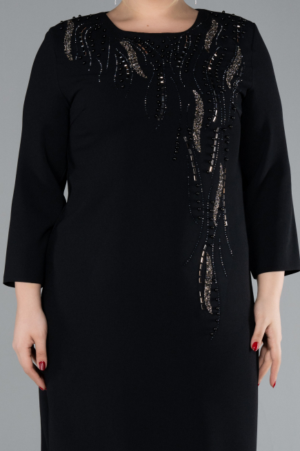 Robe De Invitation Grande Taille Midi Noir ABK2197