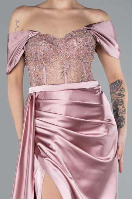 Robe De Soirée Satin Longue Poudre ABU4424