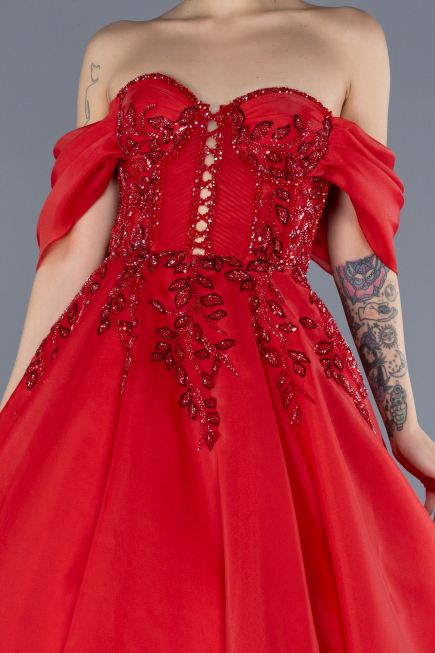 Robe De Soirée De Créateur Longue Rouge ABU4546