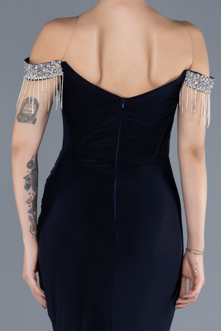 Robe de Soirée Longue Bleu Marine ABU4553