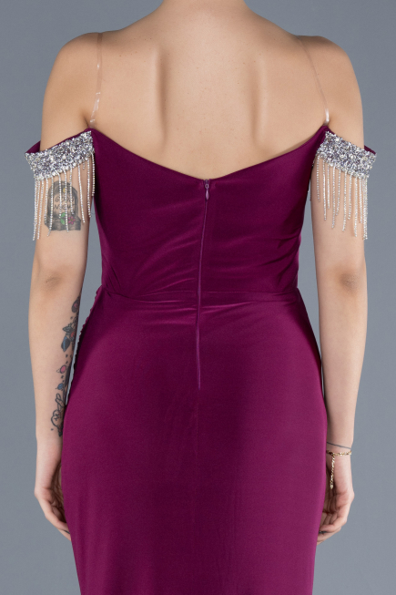 Robe de Soirée Longue Prune ABU4553