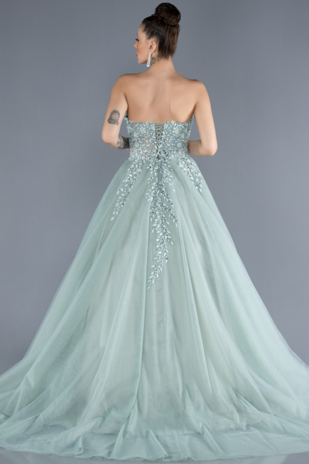 Robe De Soirée De Créateur Longue Menthe ABU4550