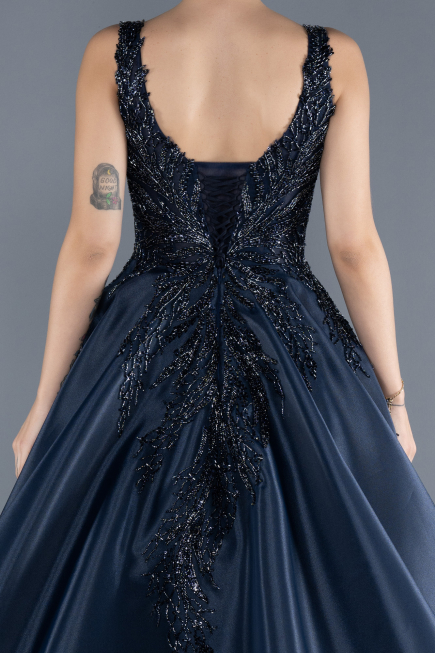 Robe Haute Couture Longue Bleu Marine ABU4551