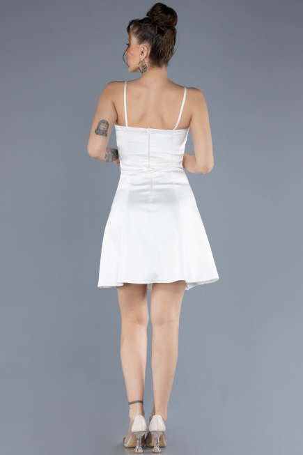 Robe de Cérémonie Courte Satin Blanc ABK2225