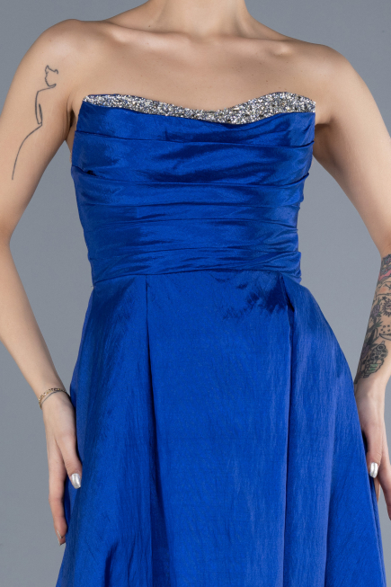 Robe de Soirée Longue Bleu Saxe ABU4579