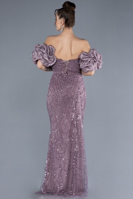 Robe de Soirée Longue Perlé Lavande ABU4616