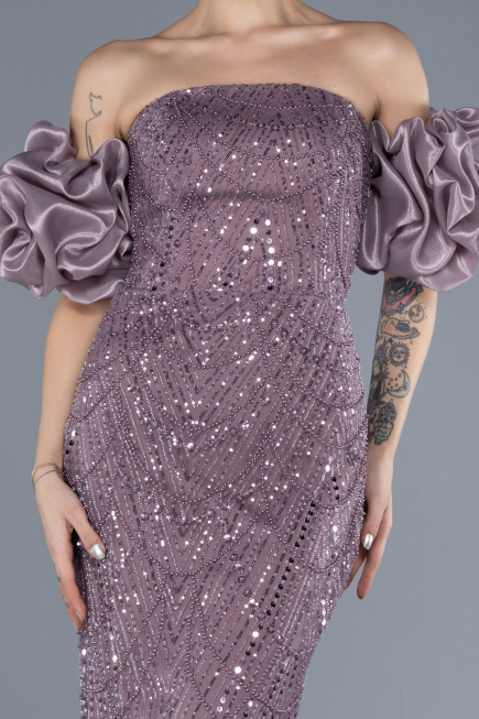 Robe de Soirée Longue Perlé Lavande ABU4616