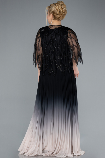Robe De Soirée Grande Taille Longue Mousseline Noir ABU4633