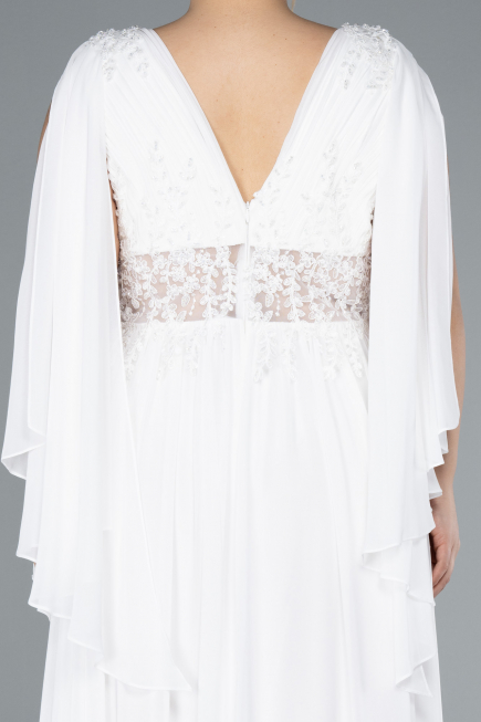 Robe de Soirée Grande Taille Longue Mousseline Blanc ABU4638