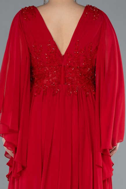Robe de Soirée Grande Taille Longue Mousseline Rouge ABU4638