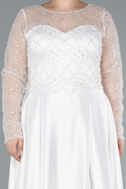 Robe De Mariée Grande Taille Longue Satin Blanc ABU4639