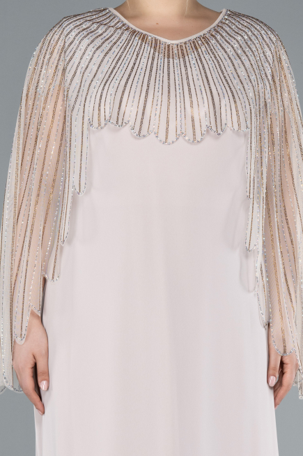 Robe De Soirée Grande Taille Longue Mousseline Beige ABU4632