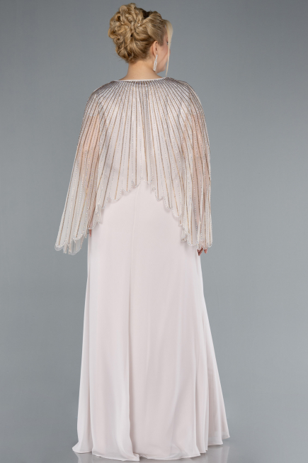 Robe De Soirée Grande Taille Longue Mousseline Beige ABU4632
