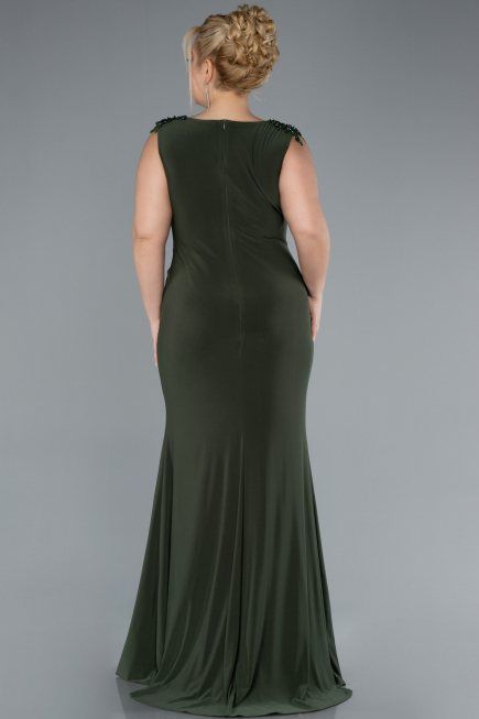 Robe De Soirée Grande Taille Longue Vert Huile ABU2854