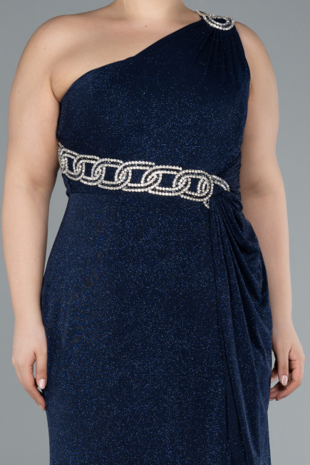 Robe De Soirée Grande Taille Longue Bleu Marine ABU4601
